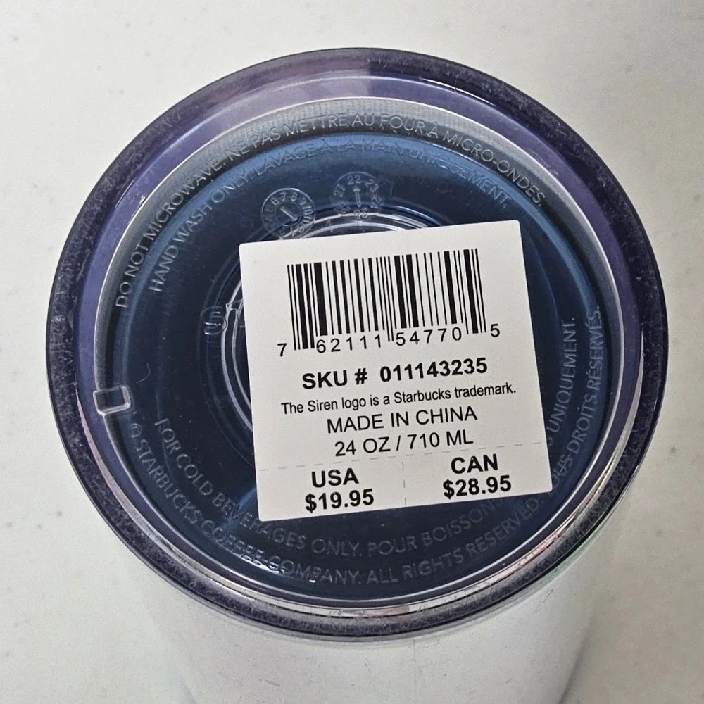 Starbucks Tumbler Cold Cup‎ 24oz Iridescent Holographic Pink Blue SKU 011143235